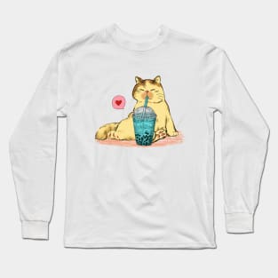 Funny Cat Bubble Tea Lover Long Sleeve T-Shirt